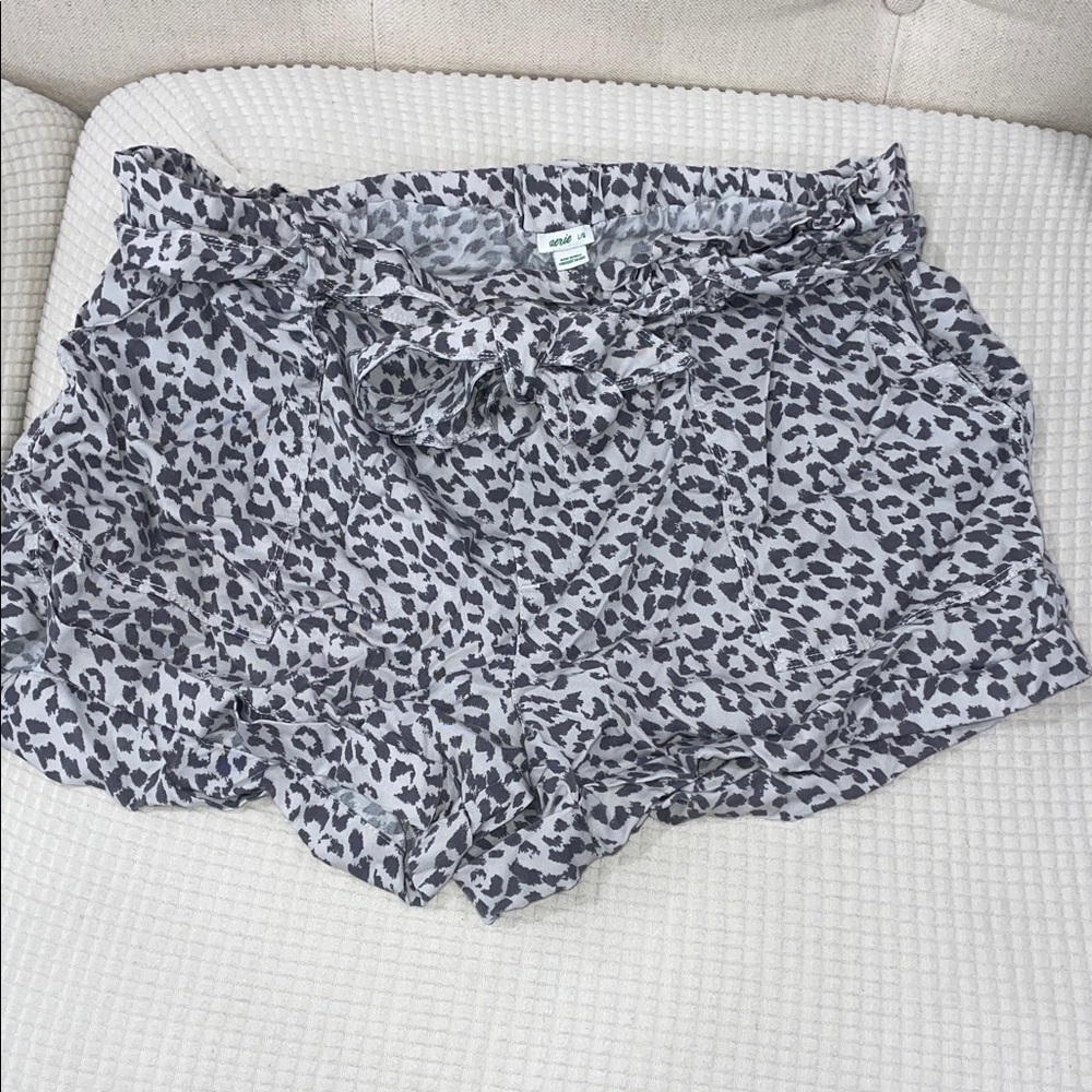 Aerie Gray Animal Print Ruffle Shorts